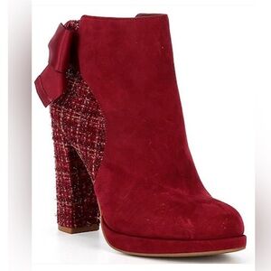 NEW Copper Key “Curtsey” Red Suede Tweed Booties NWT women size 6.5